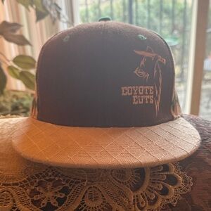 Men's Two-Tone Snapback Hat - Brown and Tan and green geometric pattern size 7